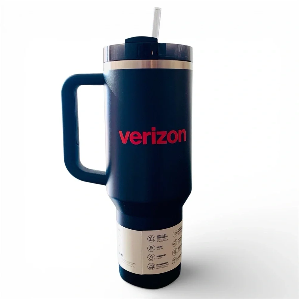Stanley Verizon 40oz Quencher Tumbler H2.0 Black | New with Straw | Rare - Picture 1 of 15